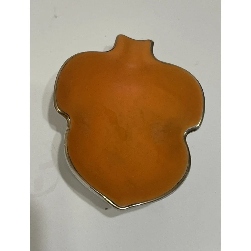 4 Gold Trimmed Coloured Leaf Shaped Ceramic Bowls Trinket‎ Condiments Japan